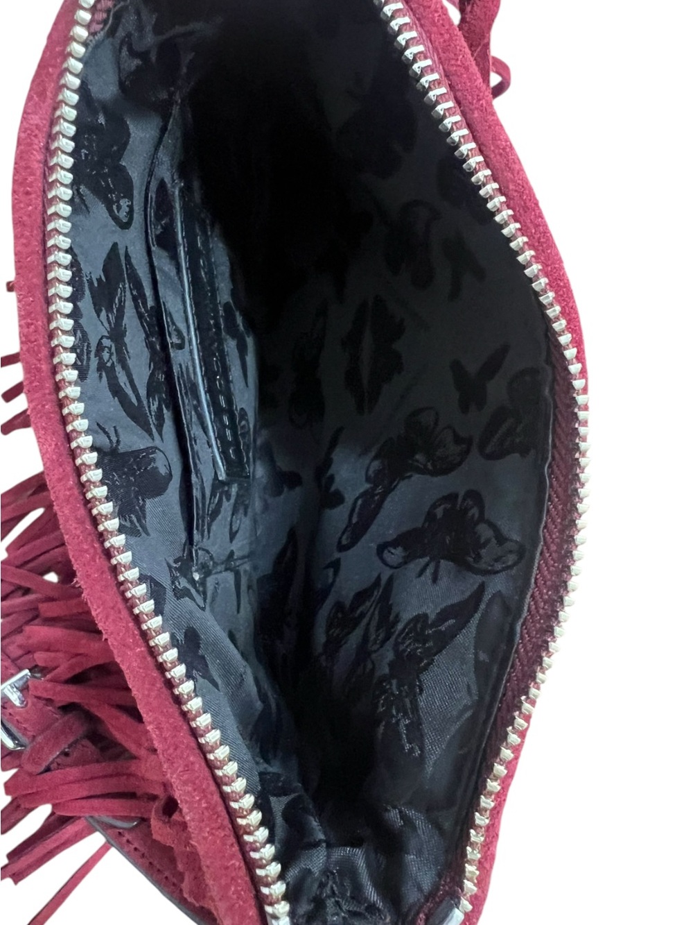 NWOT REBECCA MINKOFF Finn Suede Fringe Burgundy Western Boho Crossbody Bag - Picture 8 of 14